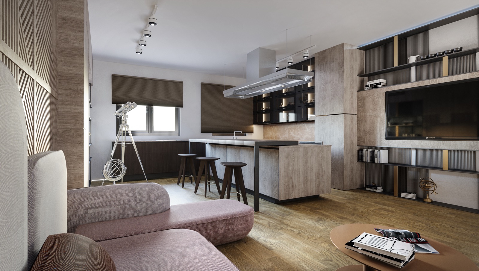 Интериорно проектиране и 3D визуализация на всекидневна — Kraftek Design